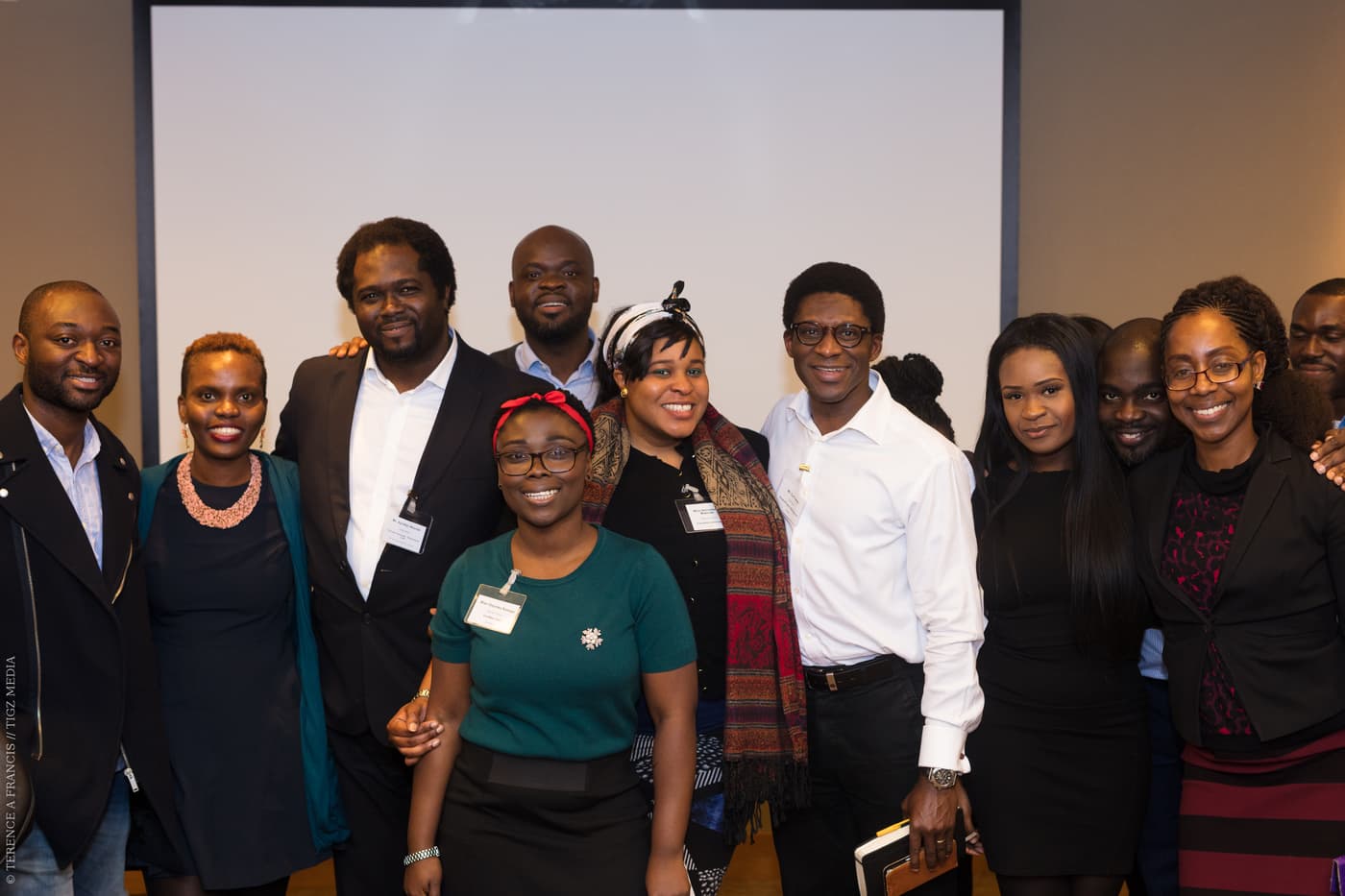 A group of attendees together at the end of the evening