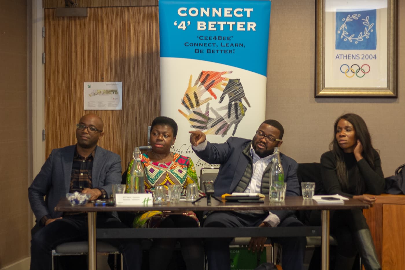 A panellist making a point to the room