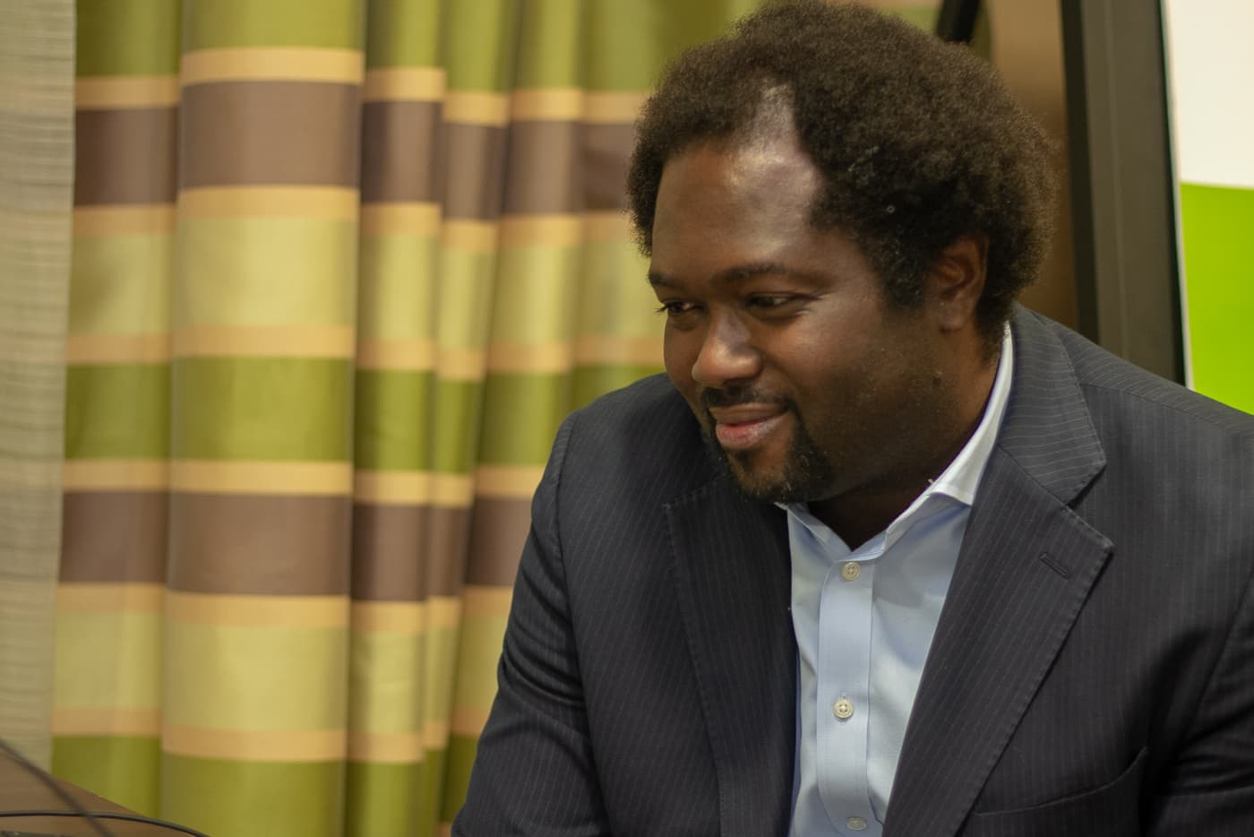 A panellist listening during the pitches